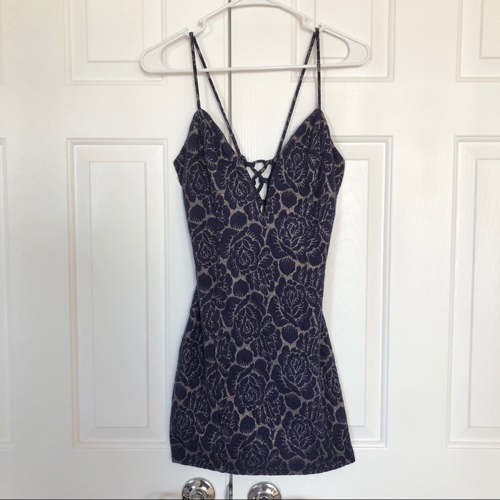 (Sm) Sexy Sarah LA Navy Gold Glitter Mini Dress